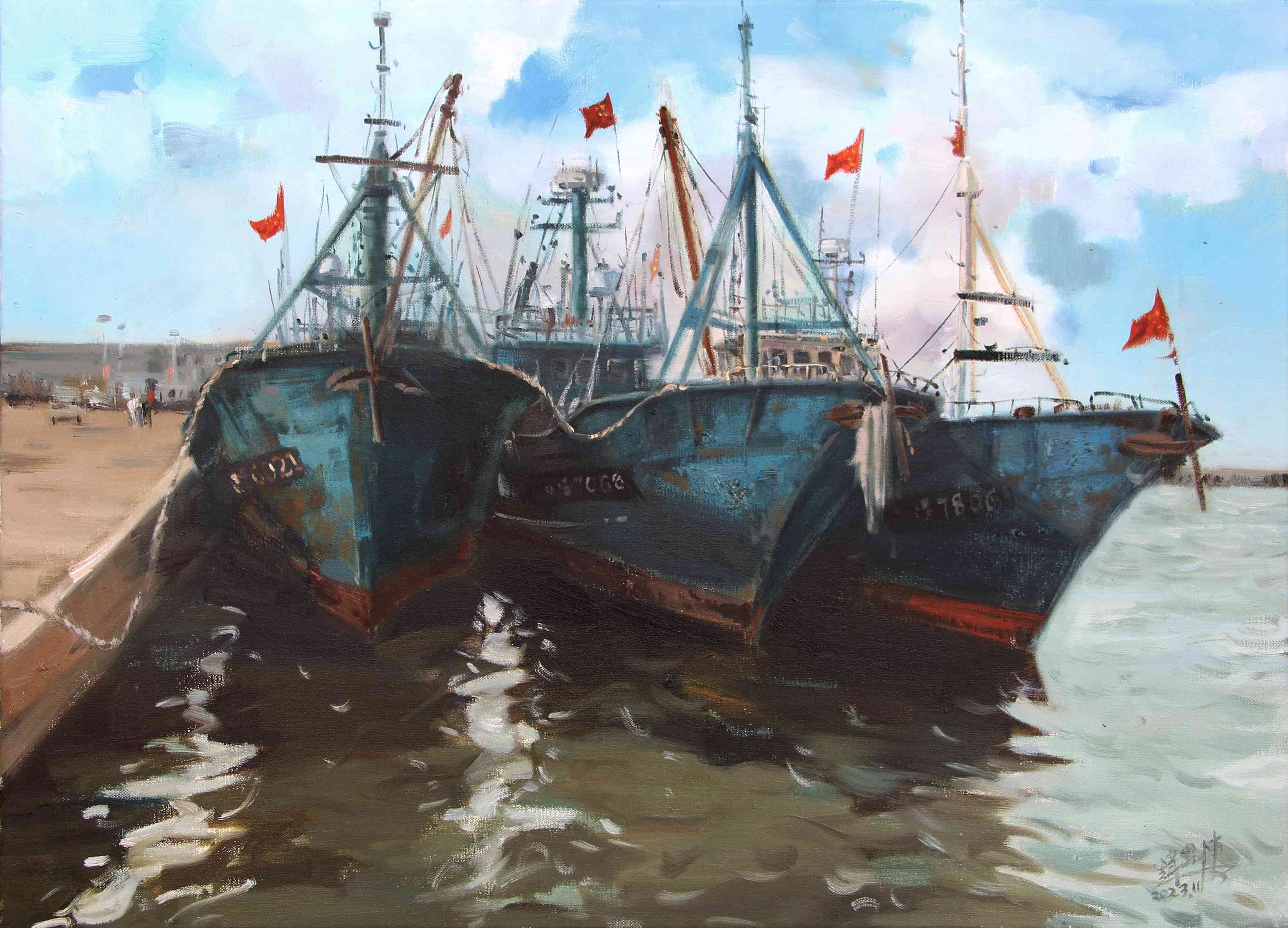 赵思栋-山海情—扬帆启航系列油画作品作品中心-广州国际艺术博览会-广州