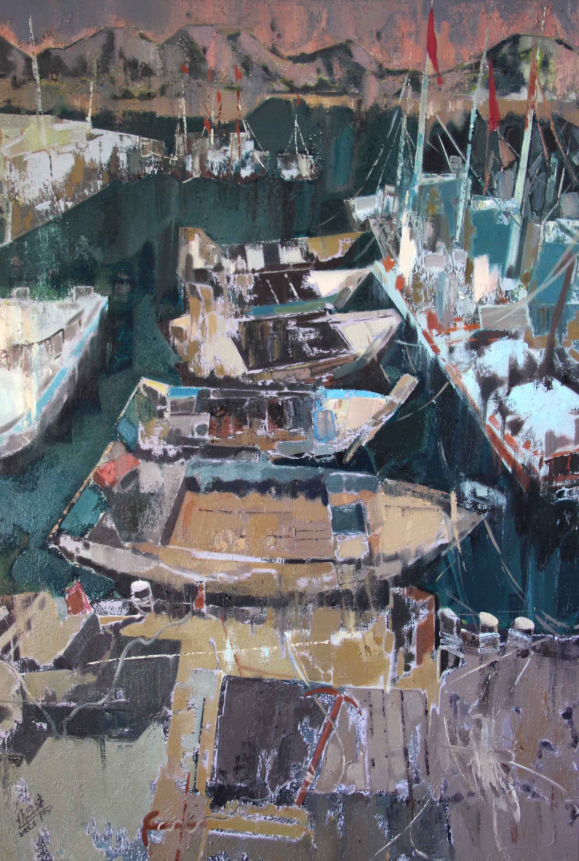 赵思栋-山海情—扬帆启航系列油画作品作品中心-广州国际艺术博览会-广州